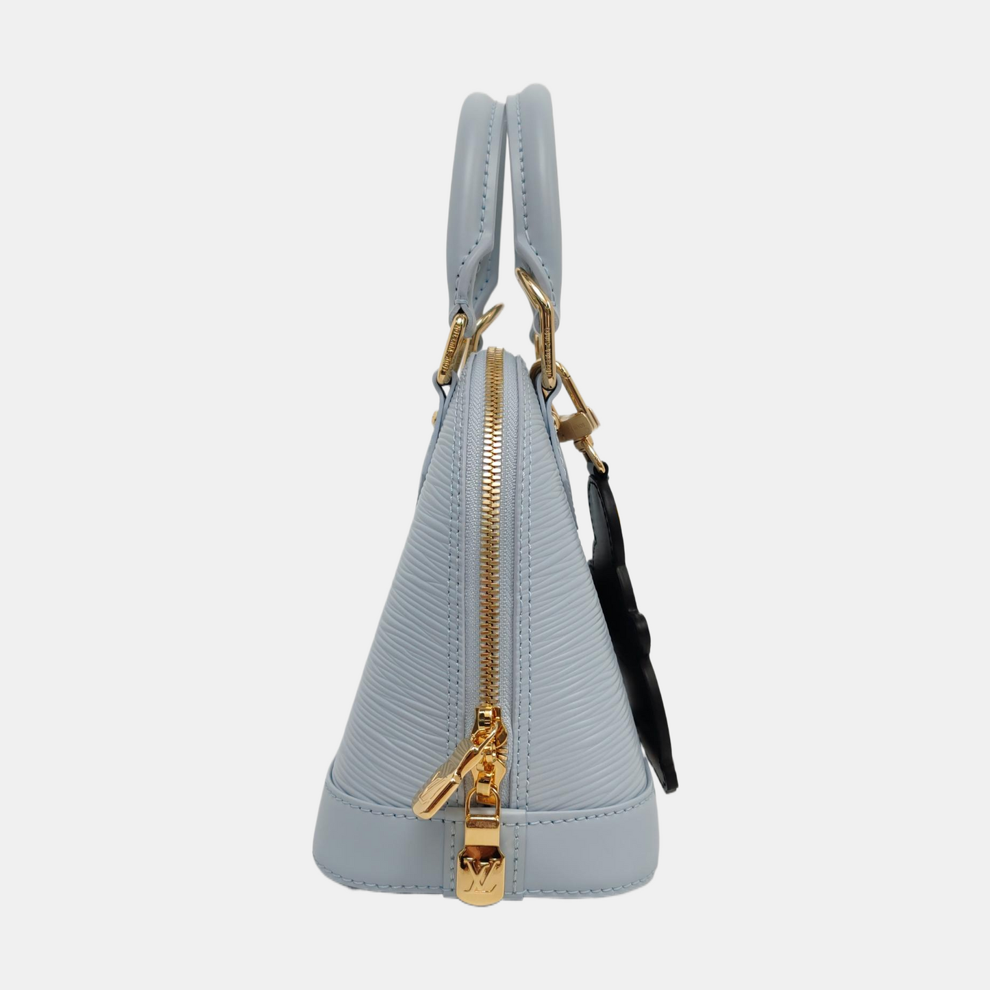 LOUIS VUITTON ALMA BB Light Blue EPI Leather Water Ripple Print Shell Bag Crossbody Bag Shoulder Bag Tote Bag Golden Hardware Removable Shoulder Strap-(SKU)-962018509