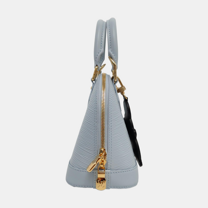 LOUIS VUITTON ALMA BB Light Blue EPI Leather Water Ripple Print Shell Bag Crossbody Bag Shoulder Bag Tote Bag Golden Hardware Removable Shoulder Strap-(SKU)-962018509