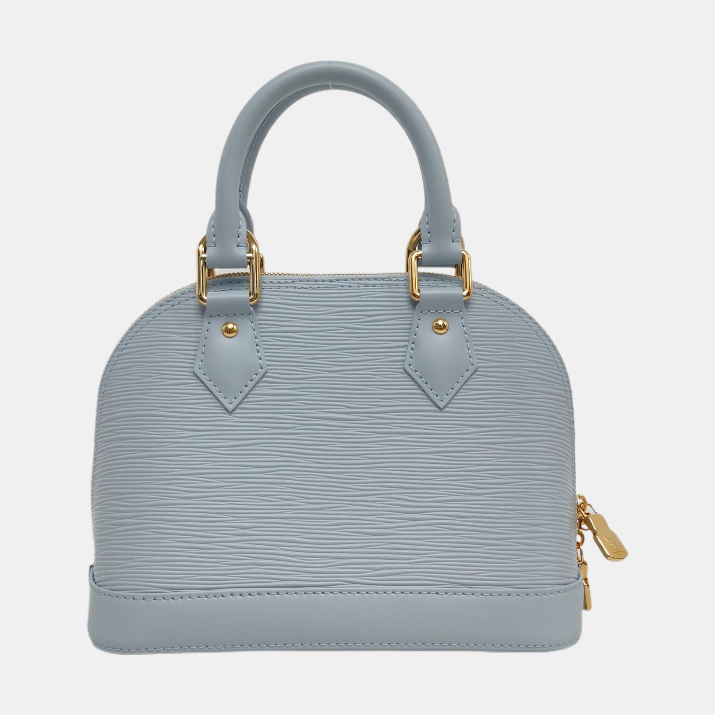 LOUIS VUITTON ALMA BB Light Blue EPI Leather Water Ripple Print Shell Bag Crossbody Bag Shoulder Bag Tote Bag Golden Hardware Removable Shoulder Strap-(SKU)-962018509