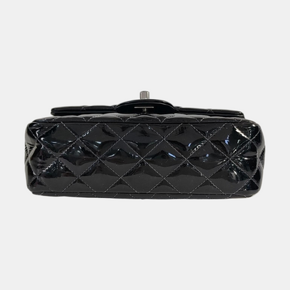 CHANEL CLASSIC FLAP Mini Black Patent Leather Diamond Quilted Large Crossbody Bag Shoulder Bag Silver Hardware 17 Opening-(SKU)-961226830