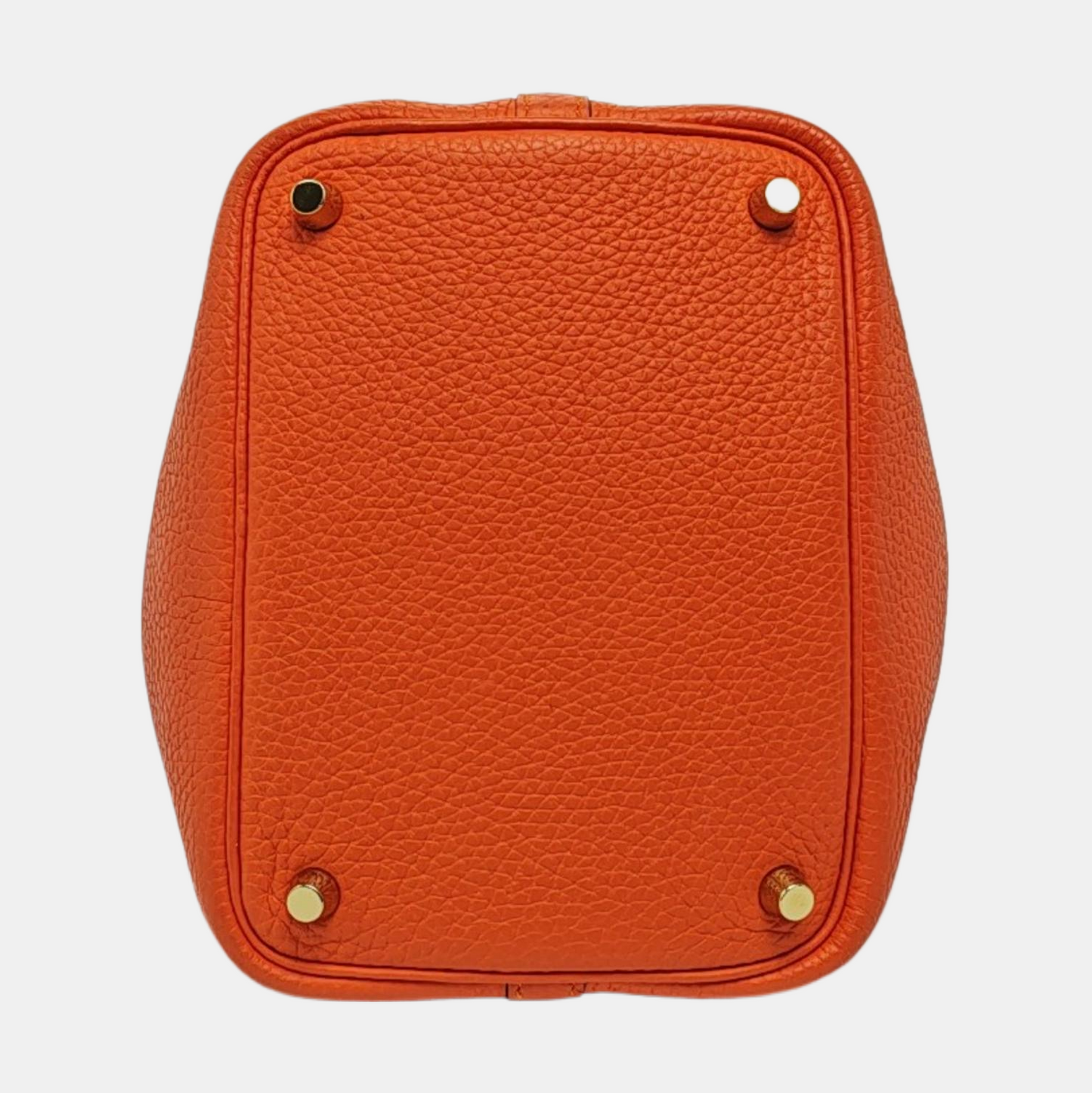 HERMÈS Picotin Lock 18 Hermes Orange Clemence Leather Tote Handbag with Silver Hardware-(SKU)-962333436