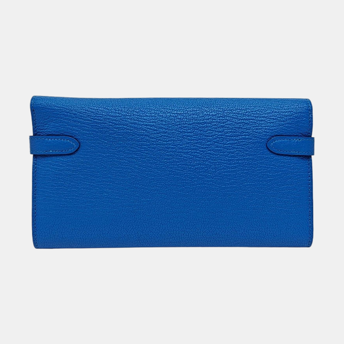 HERMÈS Kelly Seawater Blue Chèvre Mysore Calfskin Kelly Bag Wallet Silver Hardware A Outside Stitch-(SKU)-950569436