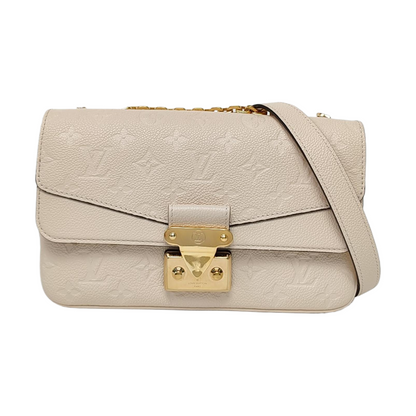 LOUIS VUITTON MARCEAU White Calfskin Monogram Embossed Single Shoulder Bag Crossbody Bag Gold Hardware-(SKU)-962428775