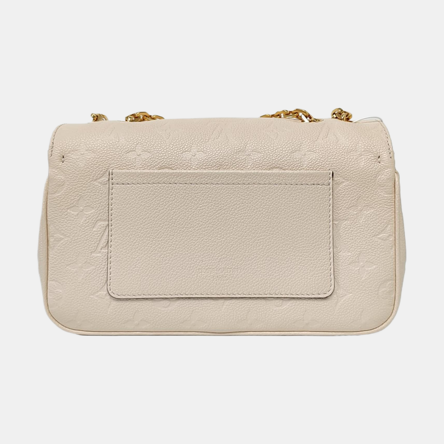 LOUIS VUITTON MARCEAU White Calfskin Monogram Embossed Single Shoulder Bag Crossbody Bag Gold Hardware-(SKU)-962428775