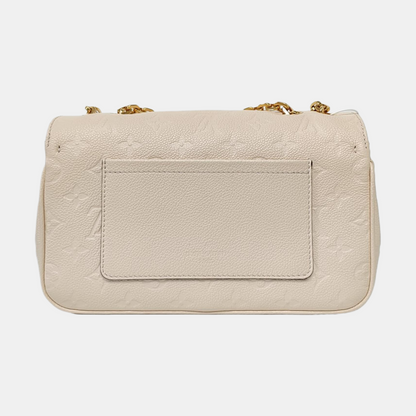 LOUIS VUITTON MARCEAU White Calfskin Monogram Embossed Single Shoulder Bag Crossbody Bag Gold Hardware-(SKU)-962428775