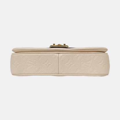 LOUIS VUITTON MARCEAU White Calfskin Monogram Embossed Single Shoulder Bag Crossbody Bag Gold Hardware-(SKU)-962428775