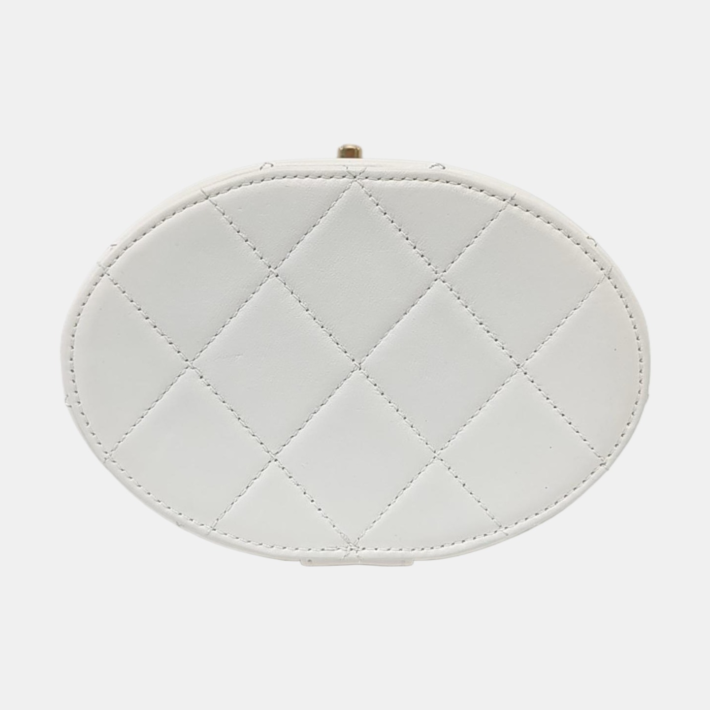 CHANEL ROUND VANITY White Calfskin Quilted Cannage Makeup Bag Shoulder Bag Tote Bag Crossbody Bag 29K Gold Hardware-(SKU)-962516521