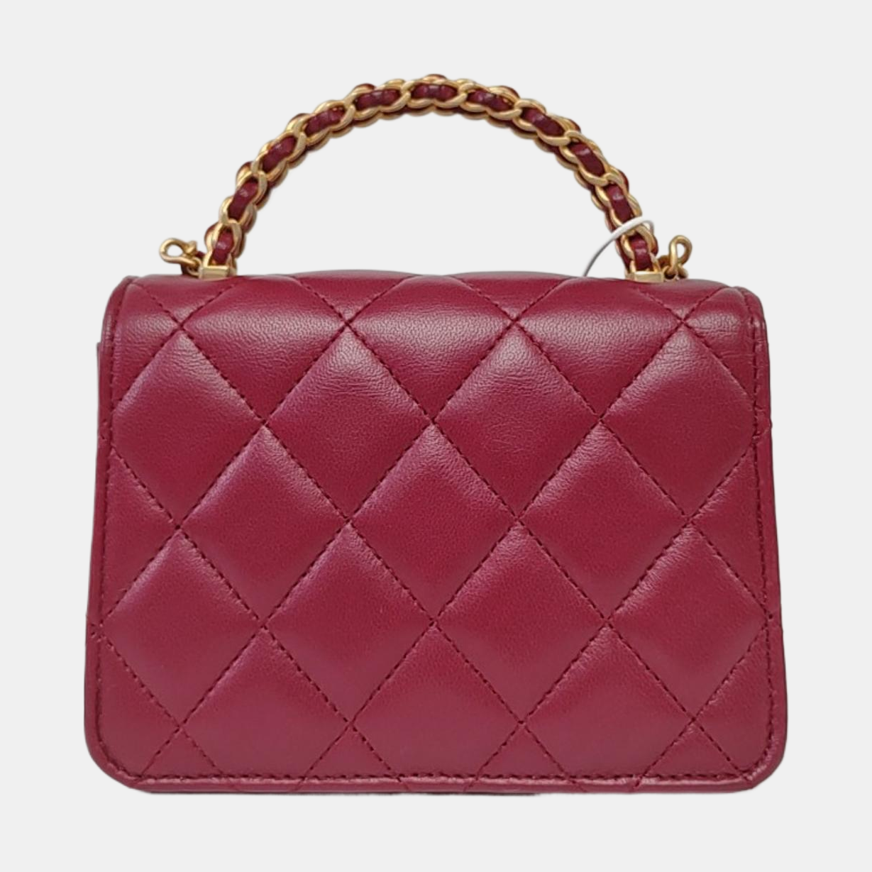 CHANEL KELLY Small Size Burgundy Lamb Leather Quilted Chain Shoulder Bag Handbag Crossbody Bag Gold Hardware-(SKU)-962515826