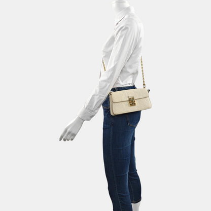 LOUIS VUITTON MÉTIS Beige Calfskin Monogram Embossed Shoulder Bag with Gold Hardware and Detachable Strap, Complete Accessories-(SKU)-962622859