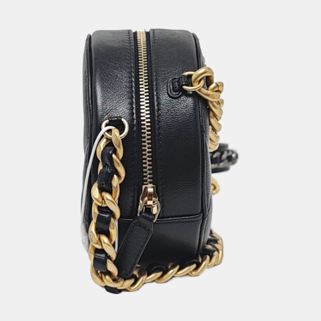 CHANEL CHANEL 19 Black Lamb Skin Quilted Matelassé Shoulder Bag Crossbody Bag Handbag Golden Silver Rutenium Hardware 30 Clasp-(SKU)-962948228