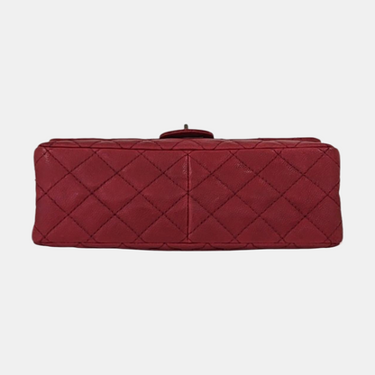 CHANEL 2.55 Large Size Fuchsia Color Pebbled Leather Quilted Crossbody Shoulder Bag with Palladium Hardware, 14 openings-(SKU)-962931310