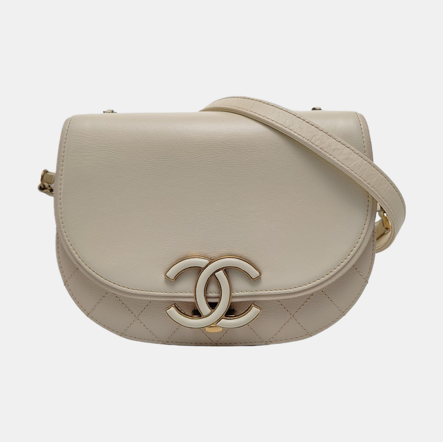 CHANEL COCO CURVE Small Beige Calfskin Quilted Shoulder Bag Tote Bag with Detachable Strap-(SKU)-963064920