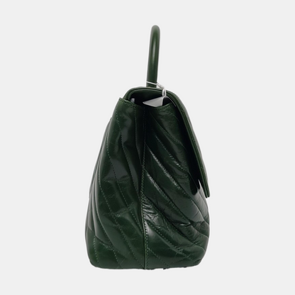 CHANEL COCO HANDLE Large Green Calfskin Quilted V Pattern Single Shoulder Bag Handbag Detachable Strap-(SKU)-963065464