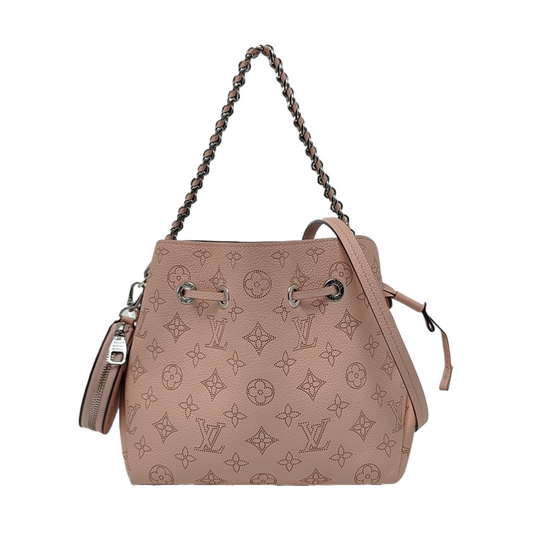 LOUIS VUITTON BELLA Pink Calfskin Monogram Woven Shoulder Bag Tote Crossbody Bag with Detachable Strap and Two Pouches-(SKU)-963123762