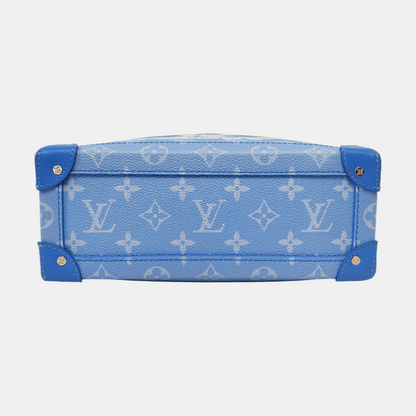LOUIS VUITTON SOFT TRUNK Blue Coated Canvas Monogram Crossbody Bag with Silver Hardware and Detachable Strap-(SKU)-963244300