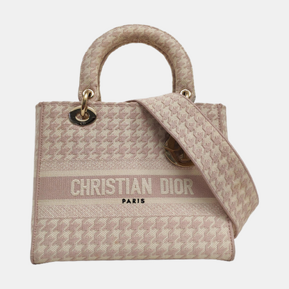 DIOR Lady D-Lite Medium Multicolor Fabric Embroidered Shoulder Bag Tote Bag Crossbody Bag Gold Hardware Removable Strap-(SKU)-963229512