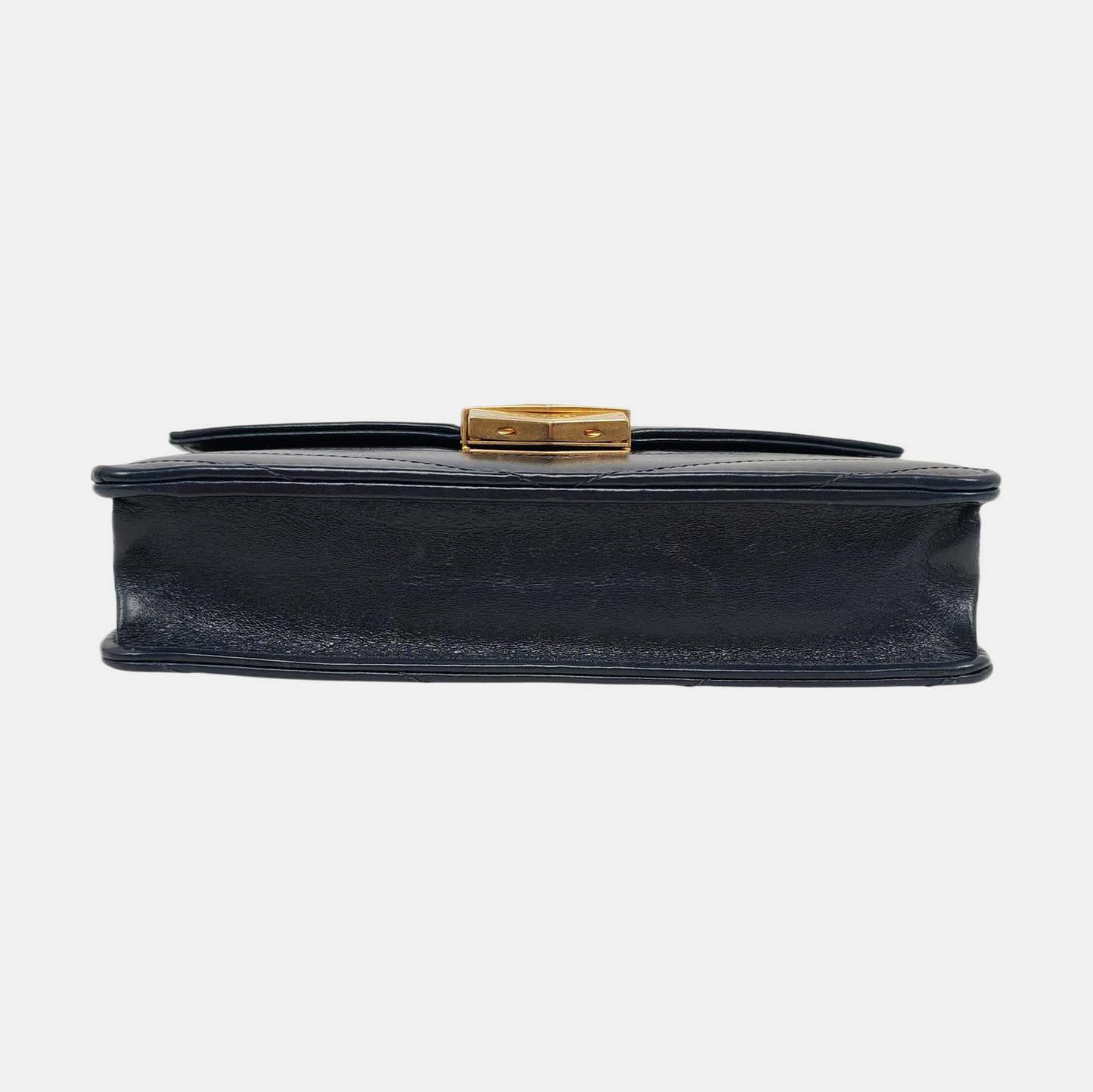 CHANEL MEDAL ENVELOPE Dark Blue Calfskin Quilted V-Shape Shoulder Bag with Gold Hardware-(SKU)-963604002