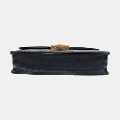 CHANEL MEDAL ENVELOPE Dark Blue Calfskin Quilted V-Shape Shoulder Bag with Gold Hardware-(SKU)-963604002