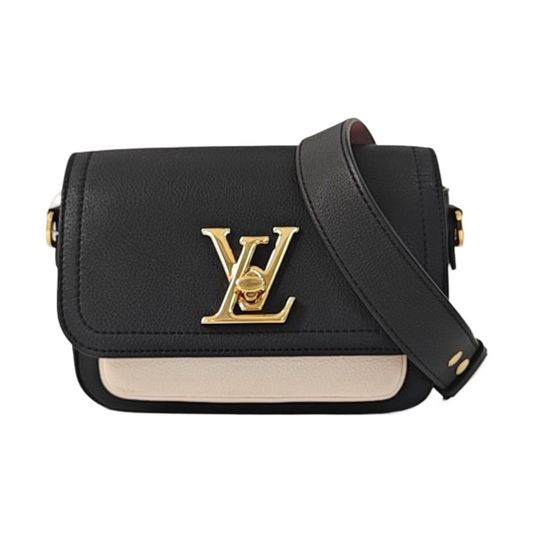 LOUIS VUITTON LOCKME TENDER Black Leather Shoulder Bag with Shoulder Strap, Gold Hardware, Removable Shoulder Strap-(SKU)-963366235