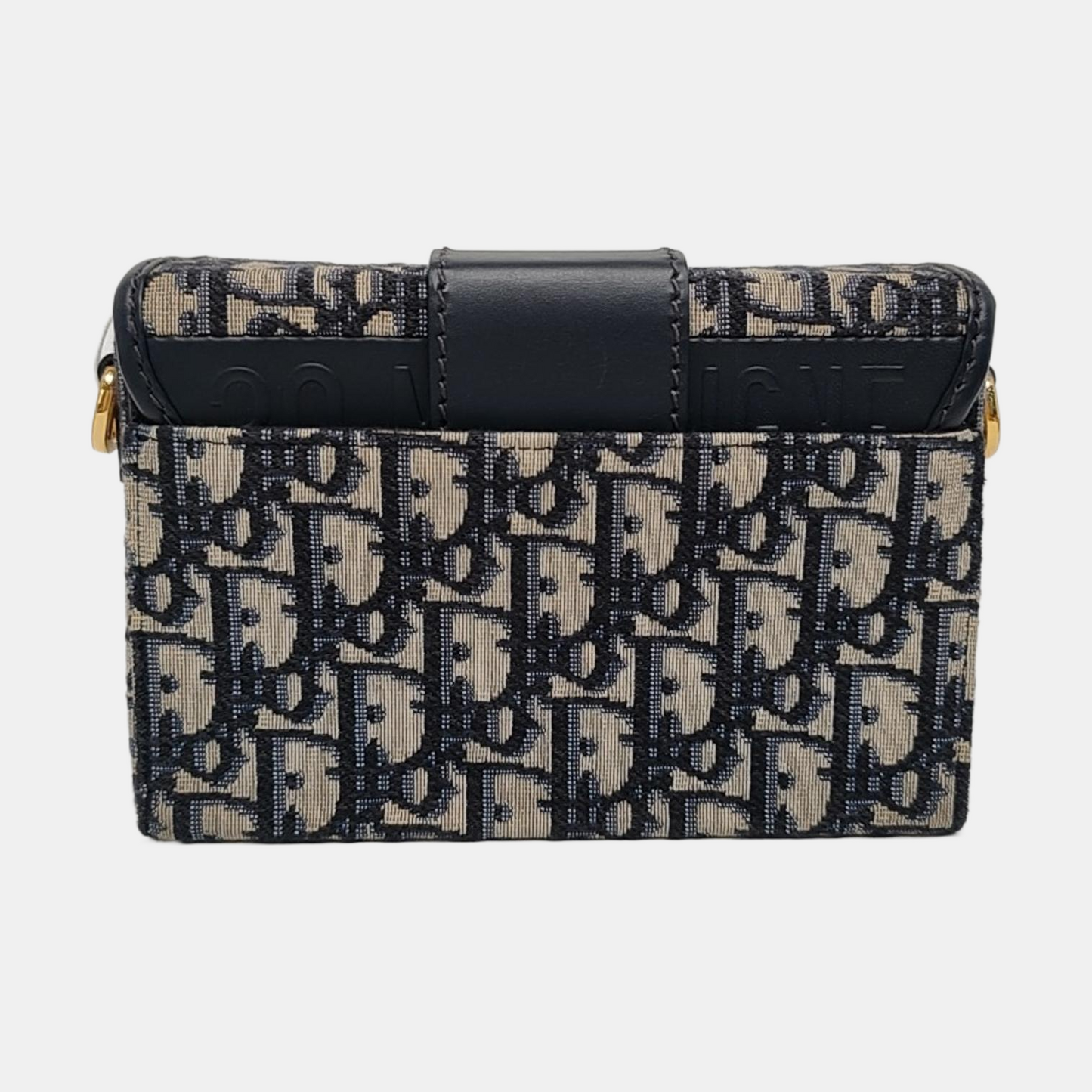 DIOR 30 Montaigne Blue Canvas Monogram Montaigne Bag Single Shoulder Bag Gold Hardware Removable Strap-(SKU)-963551147