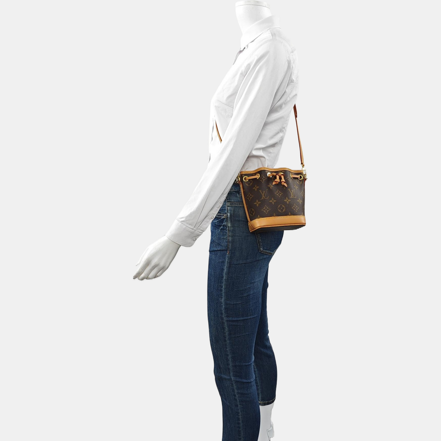 LOUIS VUITTON NOÉ Nano Brown Coated Canvas Monogram Vernis Bucket Bag Shoulder Bag Crossbody Handbag with 2 Detachable Straps-(SKU)-963381502