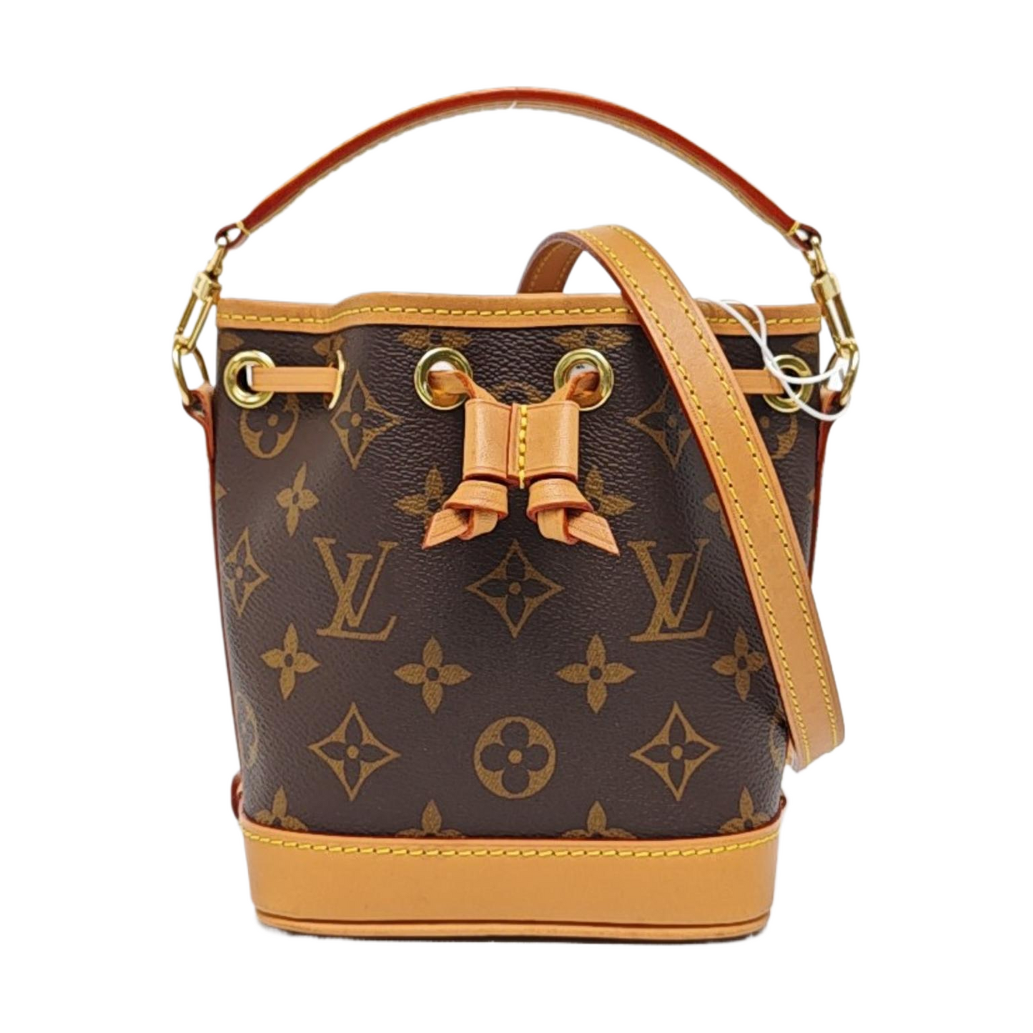 LOUIS VUITTON NOÉ Nano Brown Coated Canvas Monogram Vernis Bucket Bag Shoulder Bag Crossbody Handbag with 2 Detachable Straps-(SKU)-963381502