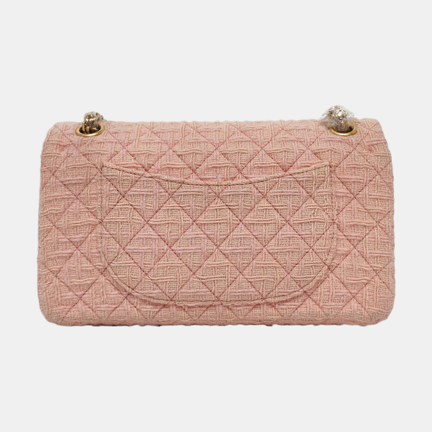 CHANEL 2.55 Small Light Pink Fabric Quilted Chain Shoulder Bag Crossbody Bag with Gold Hardware 23 Clasp-(SKU)-960446788