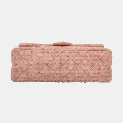 CHANEL 2.55 Small Light Pink Fabric Quilted Chain Shoulder Bag Crossbody Bag with Gold Hardware 23 Clasp-(SKU)-960446788