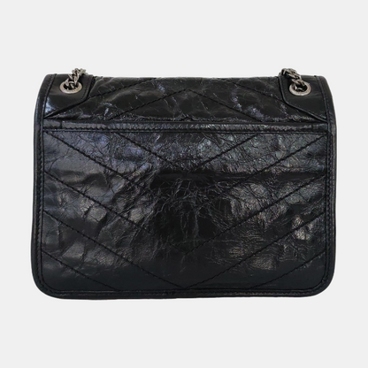 YSL NIKI Mini Black Leather Quilted V-Shape Shoulder Bag with Black Ruthenium Hardware-(SKU)-963404190