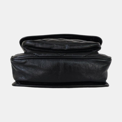 YSL NIKI Mini Black Leather Quilted V-Shape Shoulder Bag with Black Ruthenium Hardware-(SKU)-963404190