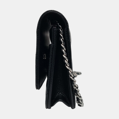 CHANEL WOC Black Caviar Leather Quilted Crossbody Shoulder Bag with Silver Hardware-(SKU)-963482245