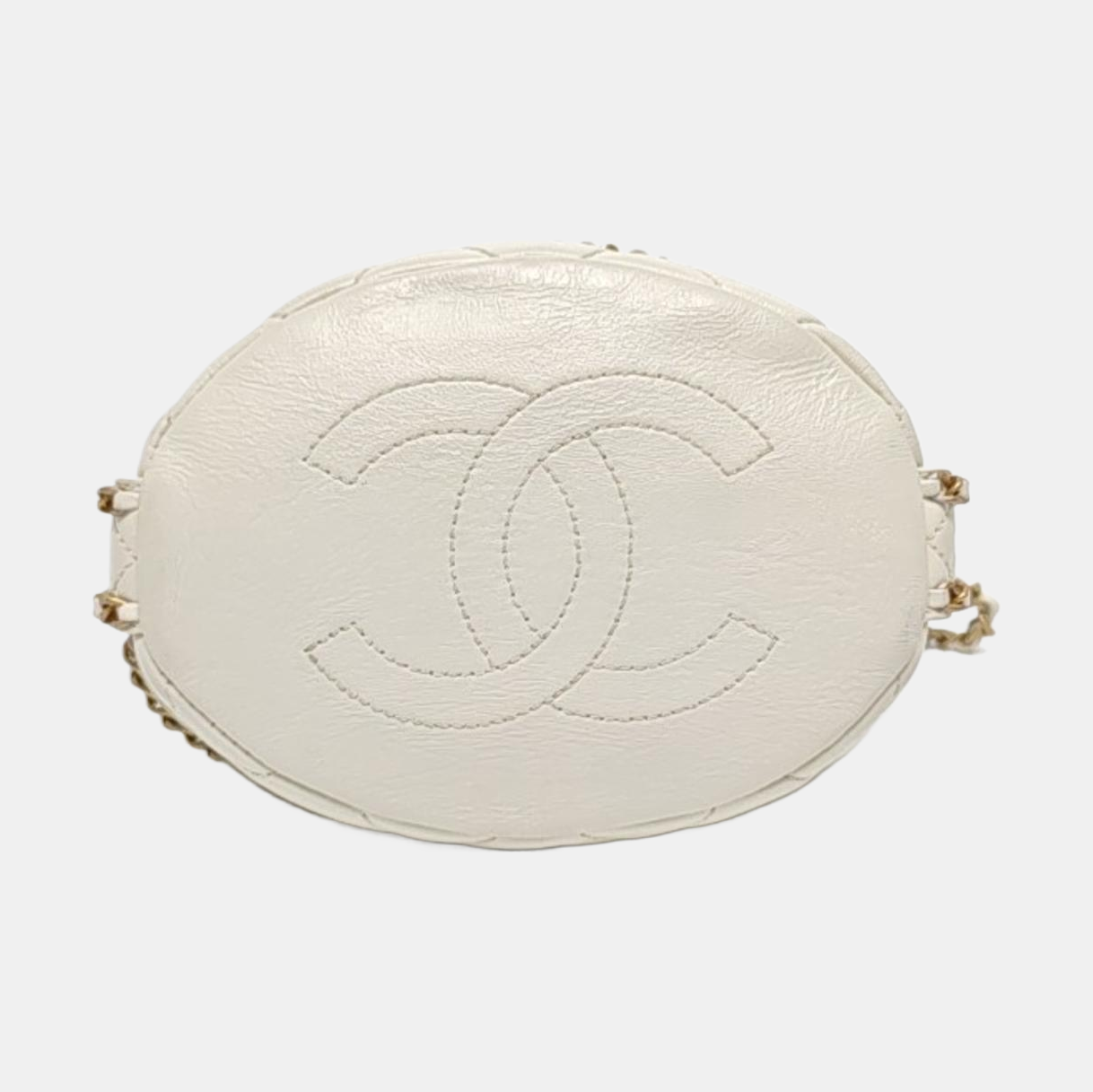 CHANEL DRAWSTRING Large White Lamb Leather Quilted Shoulder Bag with Removable Strap-(SKU)-963594078
