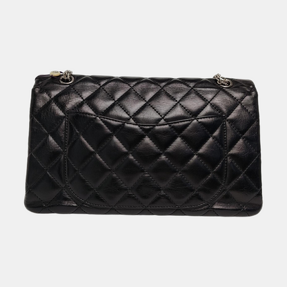 CHANEL 2.55 Maxi Super Large Black Lamb Leather Quilted Single Shoulder Bag Tote Bag Palladium Hardware 14 Clasp-(SKU)-963460572