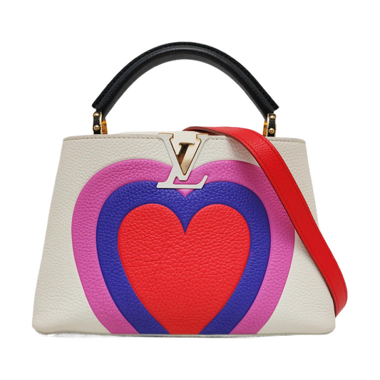 LOUIS VUITTON CAPUCINES BB White Calfskin Shoulder Bag, Handbag, Crossbody Bag with Detachable Strap-(SKU)-963553320