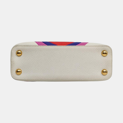 LOUIS VUITTON CAPUCINES BB White Calfskin Shoulder Bag, Handbag, Crossbody Bag with Detachable Strap-(SKU)-963553320