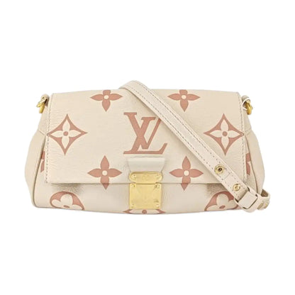 LOUIS VUITTON FAVORITE Beige Calfskin Monogram Embossed Single Shoulder Bag Crossbody with Gold Hardware Removable Shoulder Strap-(SKU)-963703492