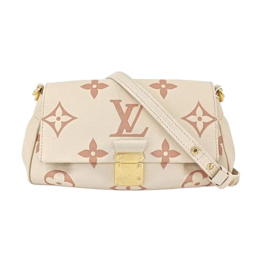 LOUIS VUITTON FAVORITE Beige Calfskin Monogram Embossed Single Shoulder Bag Crossbody with Gold Hardware Removable Shoulder Strap-(SKU)-963703492
