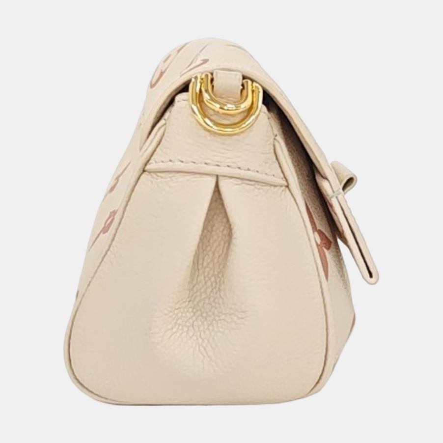 LOUIS VUITTON FAVORITE Beige Calfskin Monogram Embossed Single Shoulder Bag Crossbody with Gold Hardware Removable Shoulder Strap-(SKU)-963703492