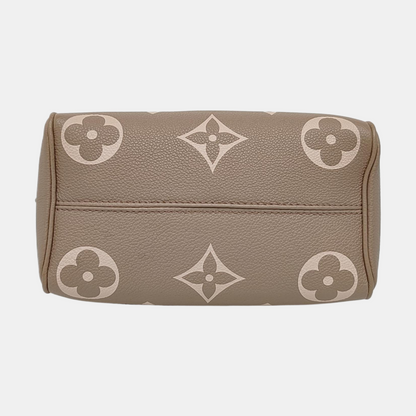 LOUIS VUITTON SPEEDY 20 Elephant Grey Leather Monogram Boston Bag with Gold Hardware, Detachable Strap-(SKU)-963649012