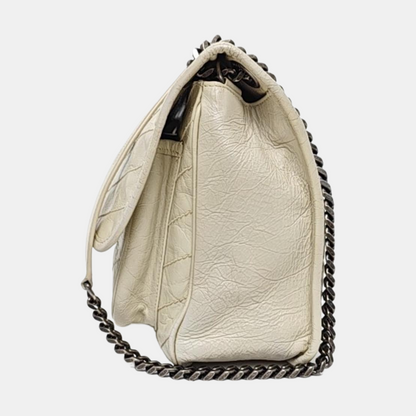 YSL NIKI Medium Beige Calfskin Plaid Quilted Shoulder Bag Crossbody Bag Palladium Hardware-(SKU)-963808720