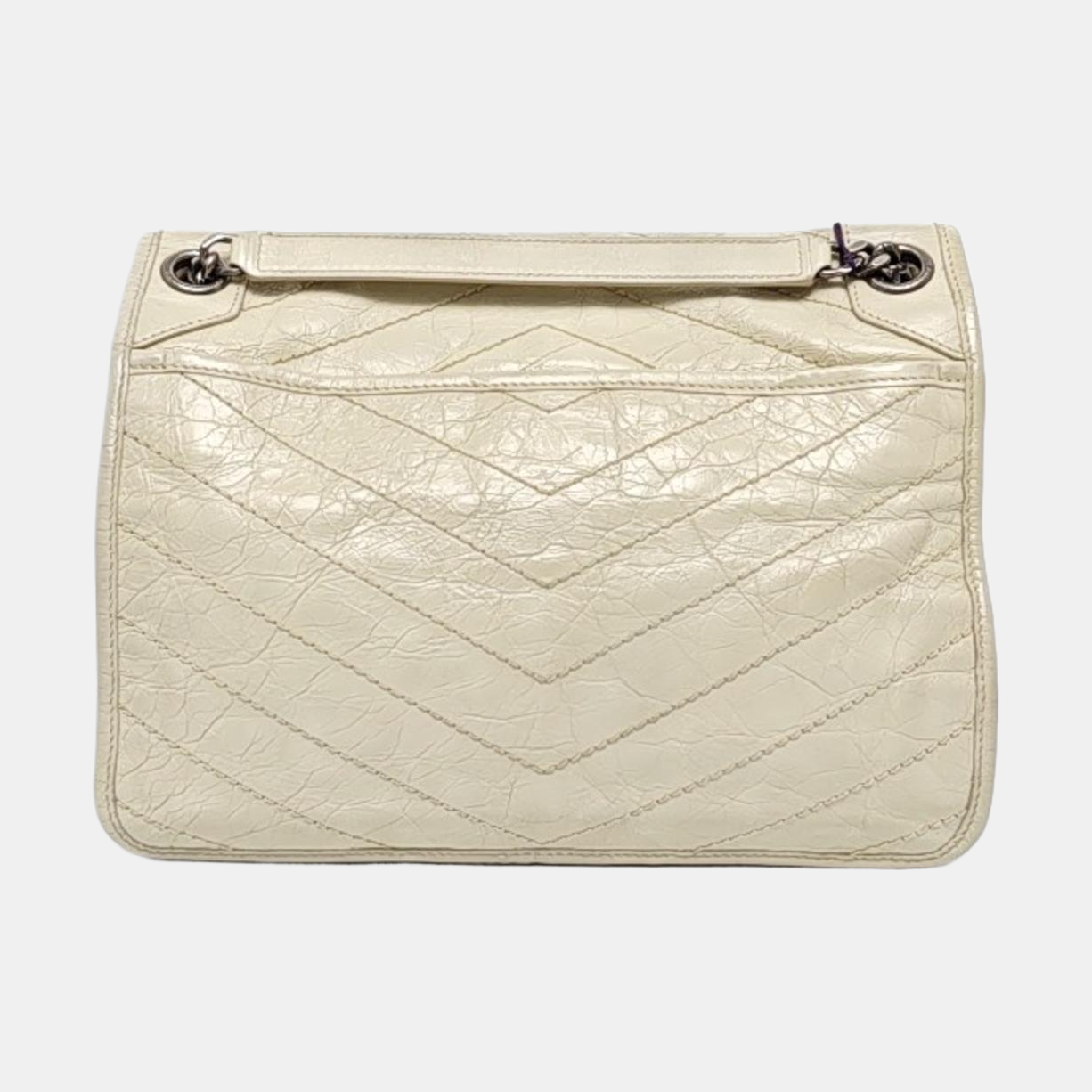 YSL NIKI Medium Beige Calfskin Plaid Quilted Shoulder Bag Crossbody Bag Palladium Hardware-(SKU)-963808720