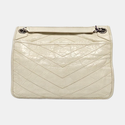YSL NIKI Medium Beige Calfskin Plaid Quilted Shoulder Bag Crossbody Bag Palladium Hardware-(SKU)-963808720