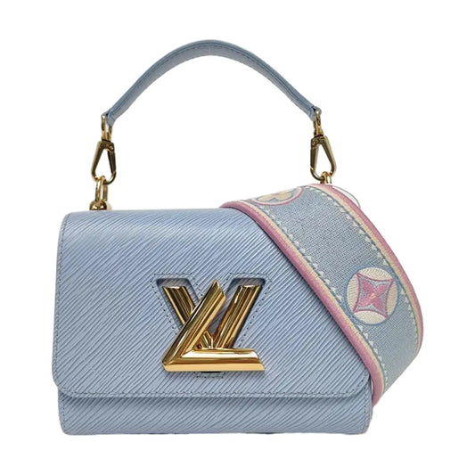 LOUIS VUITTON TWIST Small Blue EPI Leather Wave Crossbody Shoulder Bag with Gold Hardware and 2 Removable Shoulder Straps-(SKU)-964122708