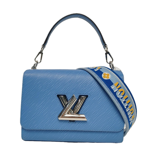 LOUIS VUITTON TWIST Medium Size Blue EPI Leather Water Ripple Shoulder Bag Tote Bag Crossbody Bag Silver Hardware 2 Removable Straps-(SKU)-964122868