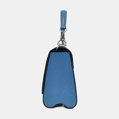 LOUIS VUITTON TWIST Medium Size Blue EPI Leather Water Ripple Shoulder Bag Tote Bag Crossbody Bag Silver Hardware 2 Removable Straps-(SKU)-964122868