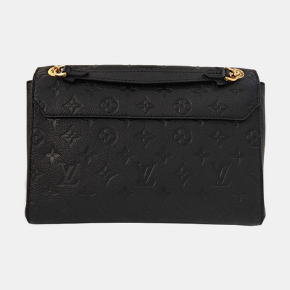 LOUIS VUITTON VAVIN Small Black Leather Monogram Embossed Shoulder Bag Crossbody Bag Golden Hardware-(SKU)-963934010