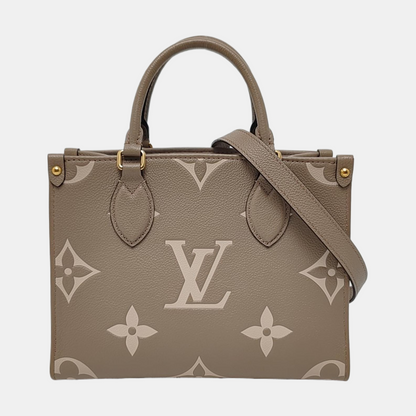 LOUIS VUITTON ONTHEGO Small Grey Calfskin Monogram Jungle Bag Shoulder Bag Tote Bag Crossbody Strap Gold Hardware Removable Strap-(SKU)-963972378