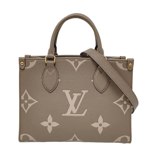 LOUIS VUITTON ONTHEGO Small Grey Calfskin Monogram Jungle Bag Shoulder Bag Tote Bag Crossbody Strap Gold Hardware Removable Strap-(SKU)-963972378