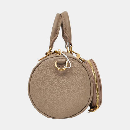 LOUIS VUITTON PAPILLON BB Elephant Gray Leather Grained Papillon Shoulder Bag Crossbody Bag with Detachable Strap-(SKU)-964377475