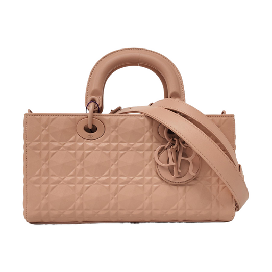 DIOR Lady D-Joy Medium Pink Calfskin Chevron Shoulder Bag, Crossbody Bag with 2 Detachable Straps-(SKU)-964292779